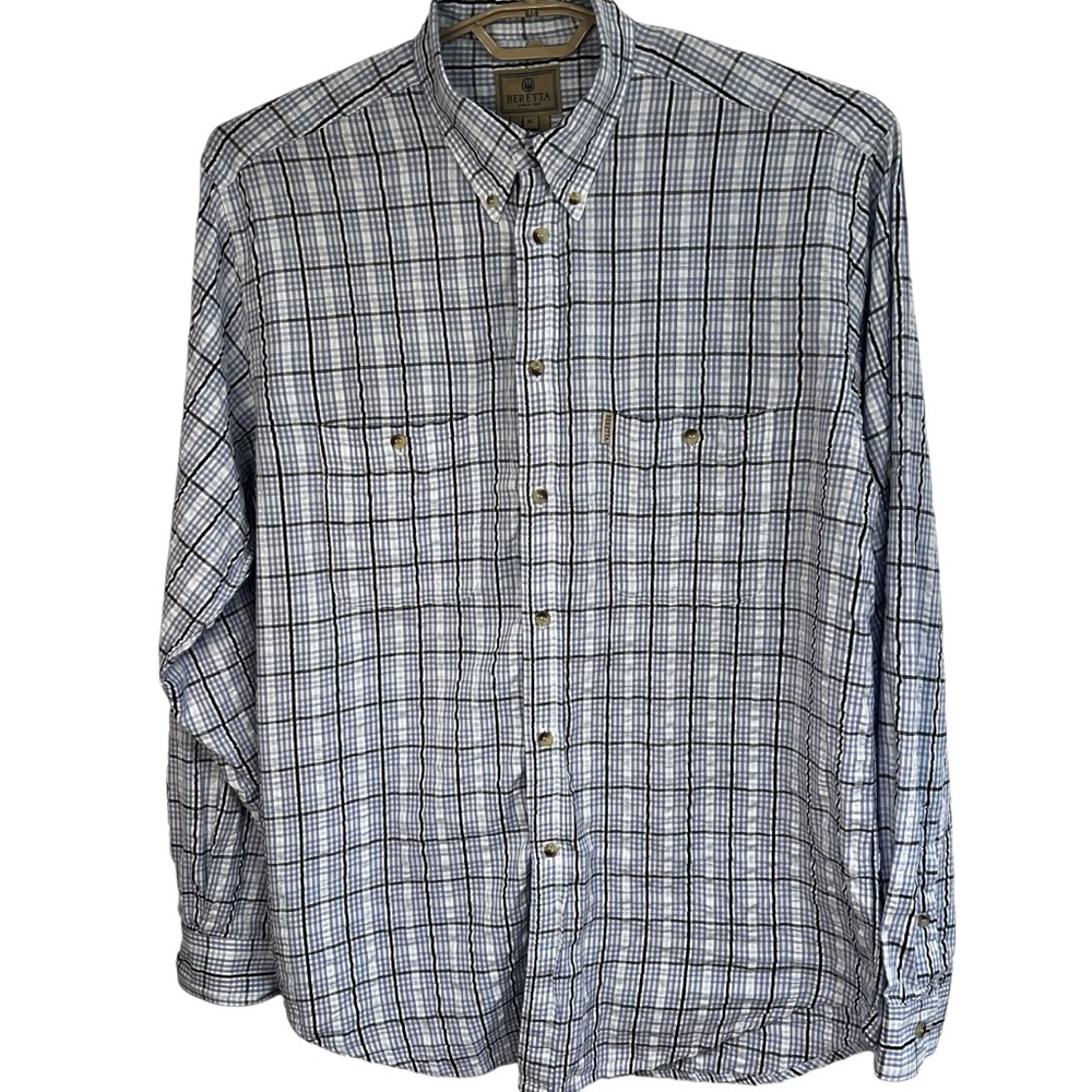 Beretta Italian Plaid Button Down Field Shirt XL Outdoor Hunting Fishing Sport